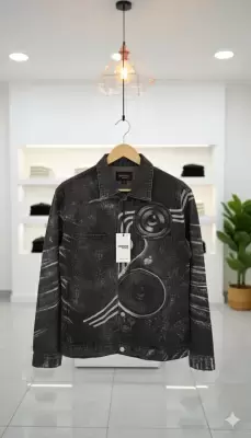 Vintage Audio Wave Washed Denim Jacket