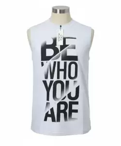 Sky White Cotton Muscle Tank Top