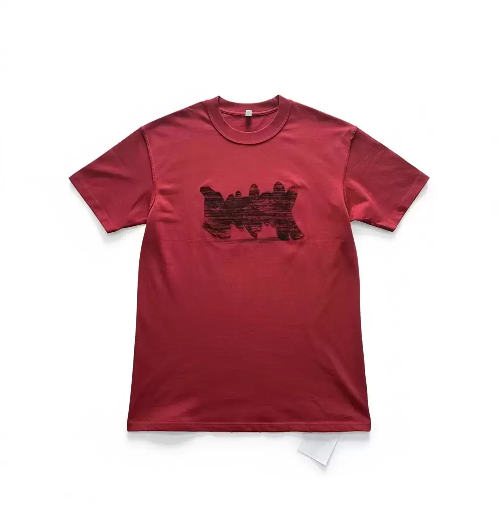 Crimson Distressed Lettering Crewneck Tee