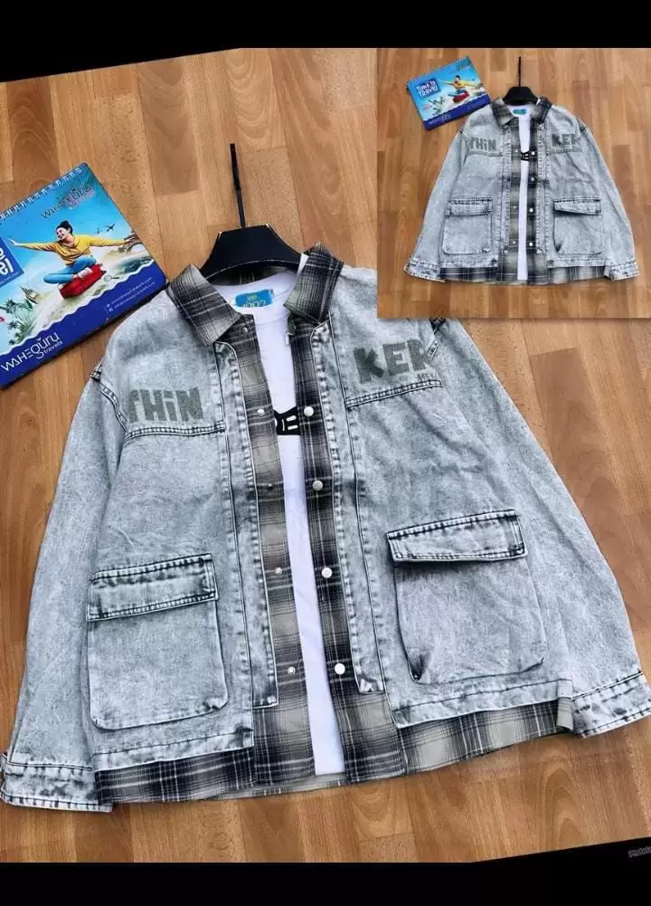 Acid Wash Layered Flannel Jacket