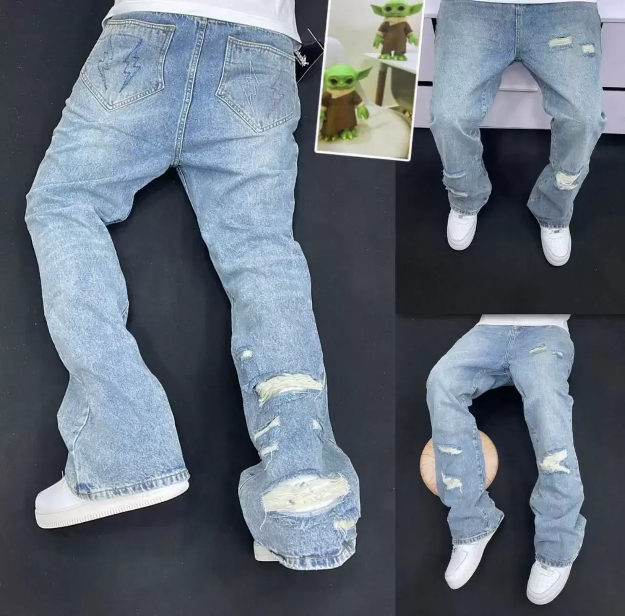 Light Wash Denim Jeans.UU8