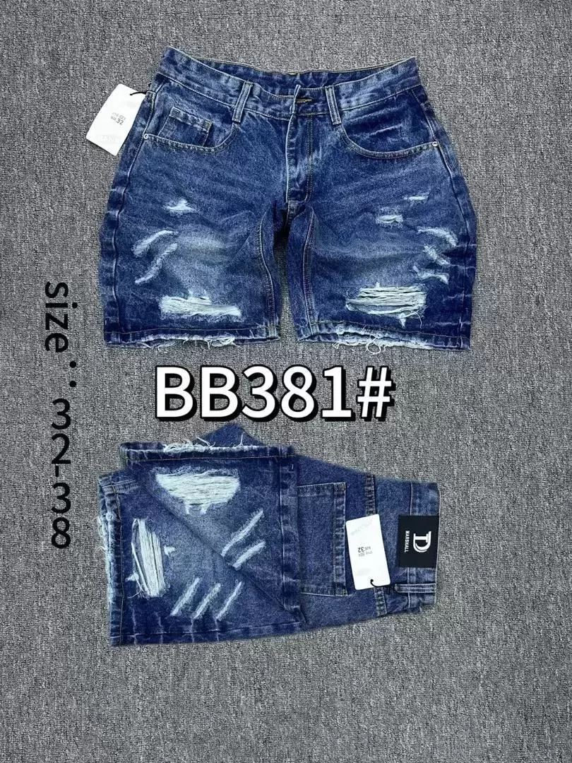 BB381 Classic Blue Distressed Denim Shorts
