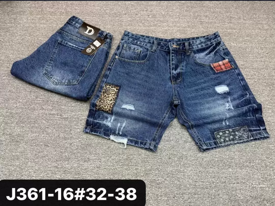 Multi-Patch Distressed Denim Shorts – J361-16