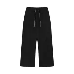 Black Wide-Leg Drawstring Pants
