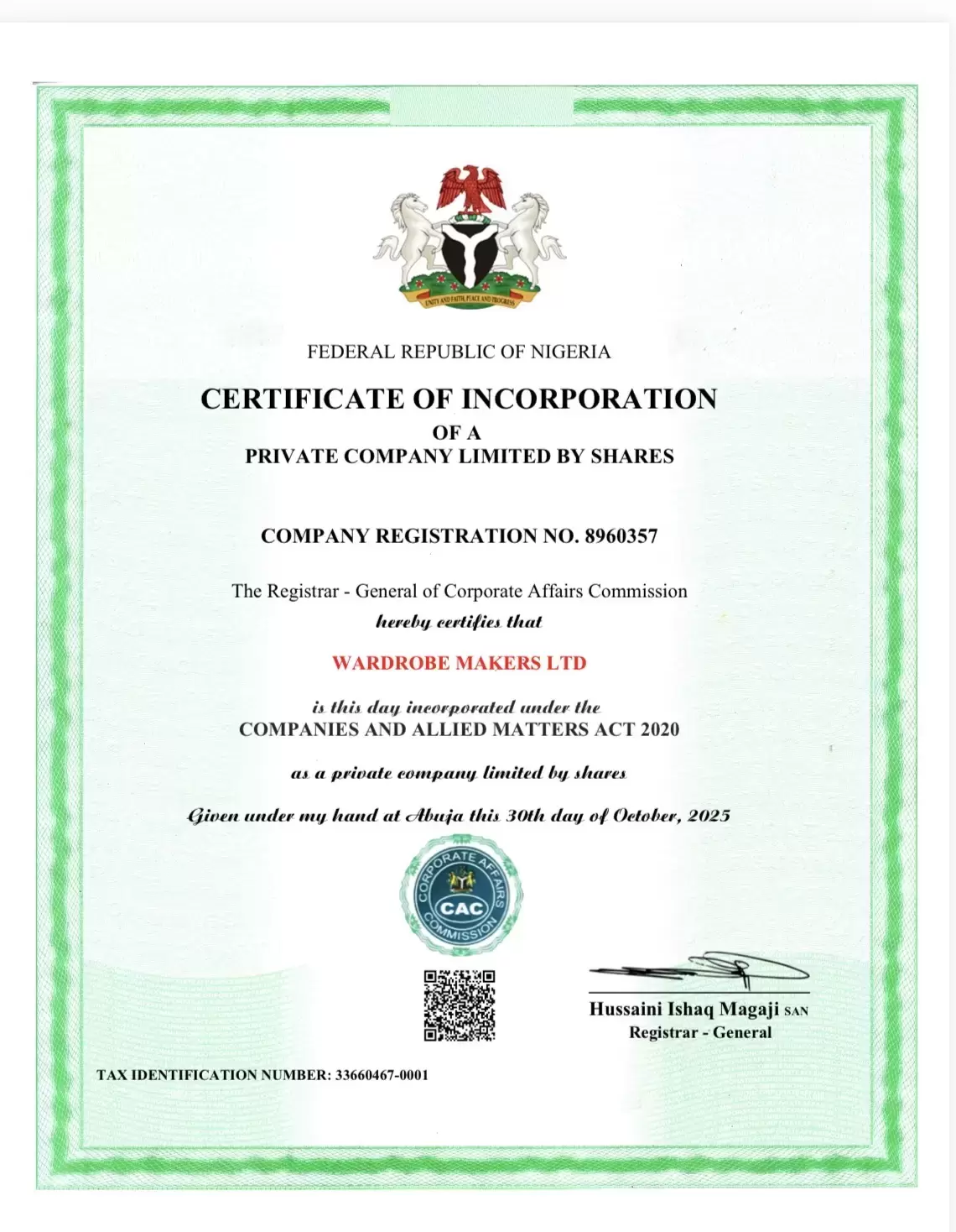 WARDROBE MAKERS LTD